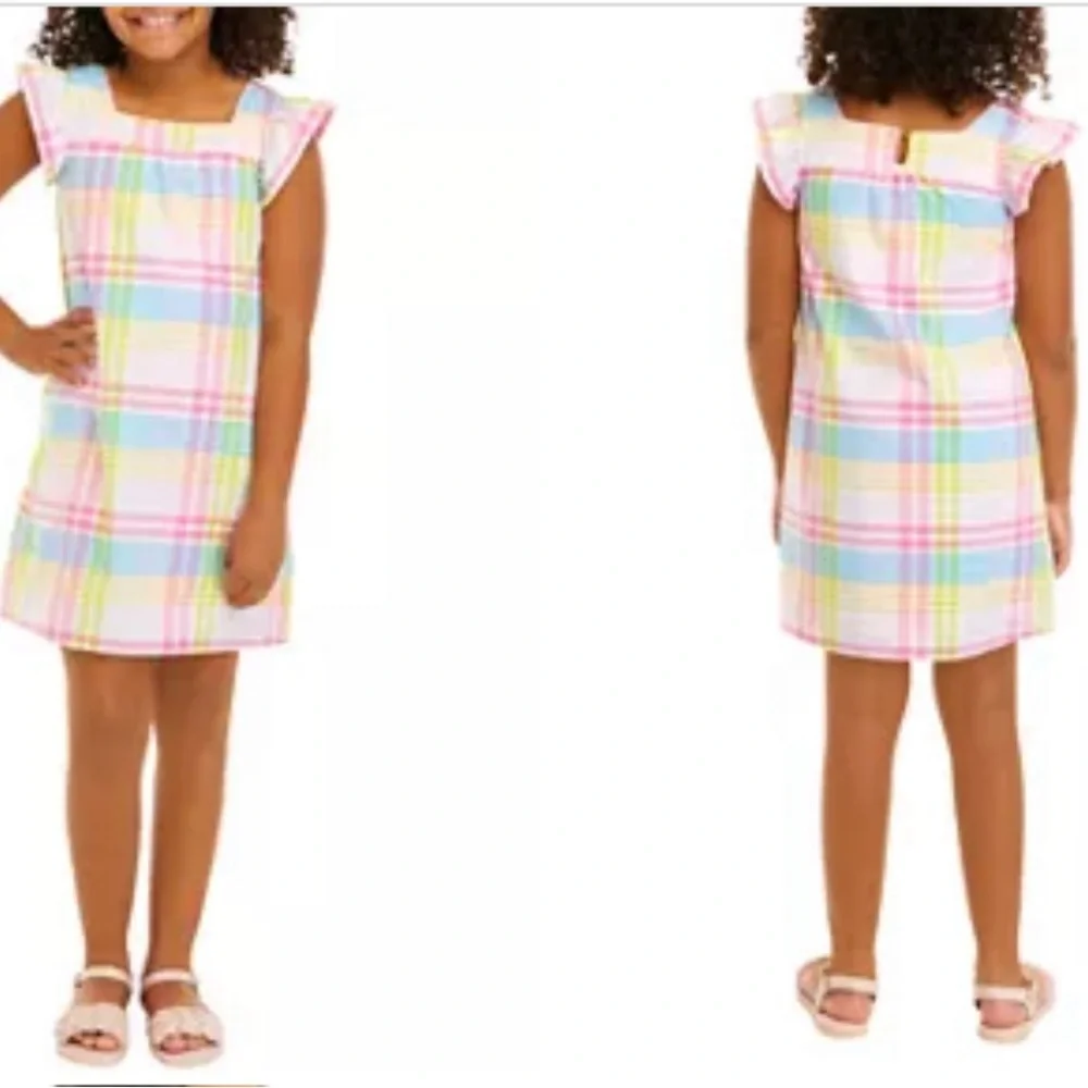 Girls Size 14 Plaid Pastel Dress